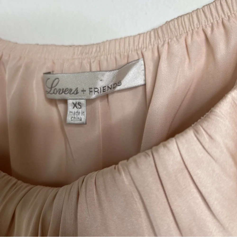Lovers + Friends Night Lights Strapless Satin Midi Dress Champagne Sz XS Fairy - Picture 14 of 16